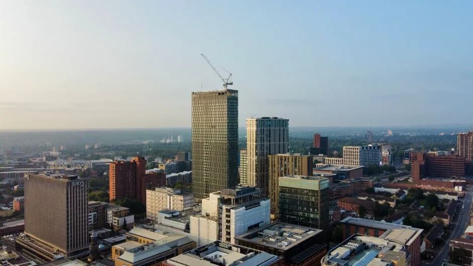 Birmingham city skyline and local landmarks