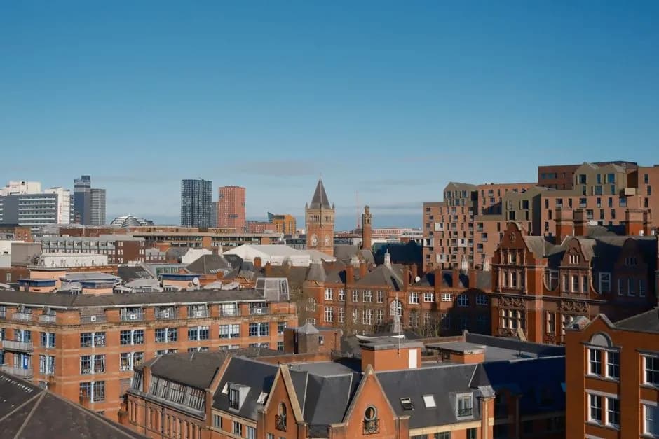 Manchester city skyline and local landmarks